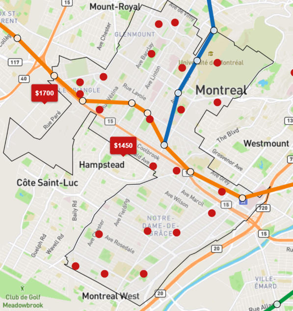 Carte Notre-dame-de-grace et Cote-des-neiges