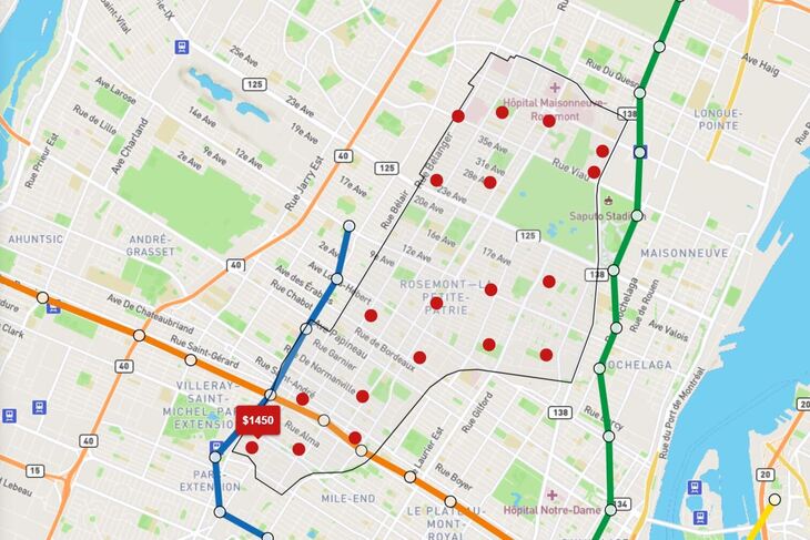 Carte des appartements disponible à Rosemont