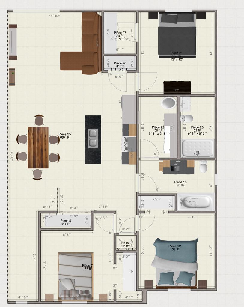5 1/2 dans un Triplex - 2 salles de bain  | 1102540720