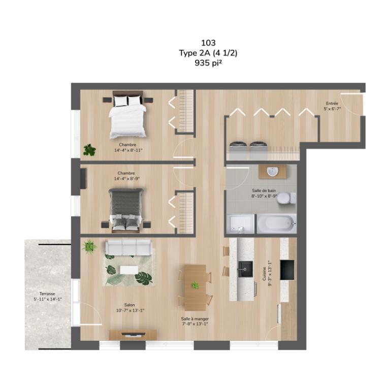 4½ neuf pour 1e juillet unité 303 | 3091368