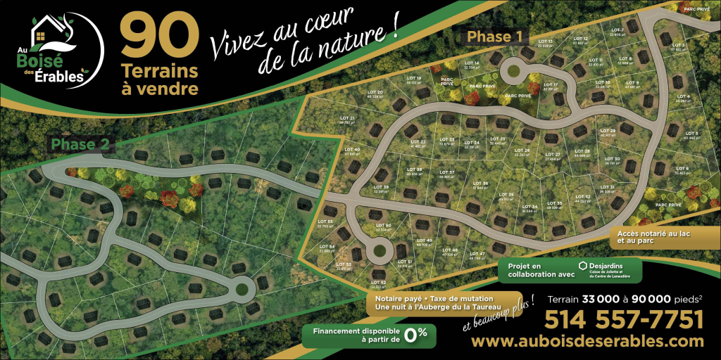 Au Boisé Des Érables - 90 Terrains | 2865404