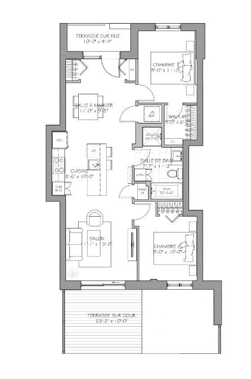 4 et demi avec terasse dans une cours intérieur | 2968253