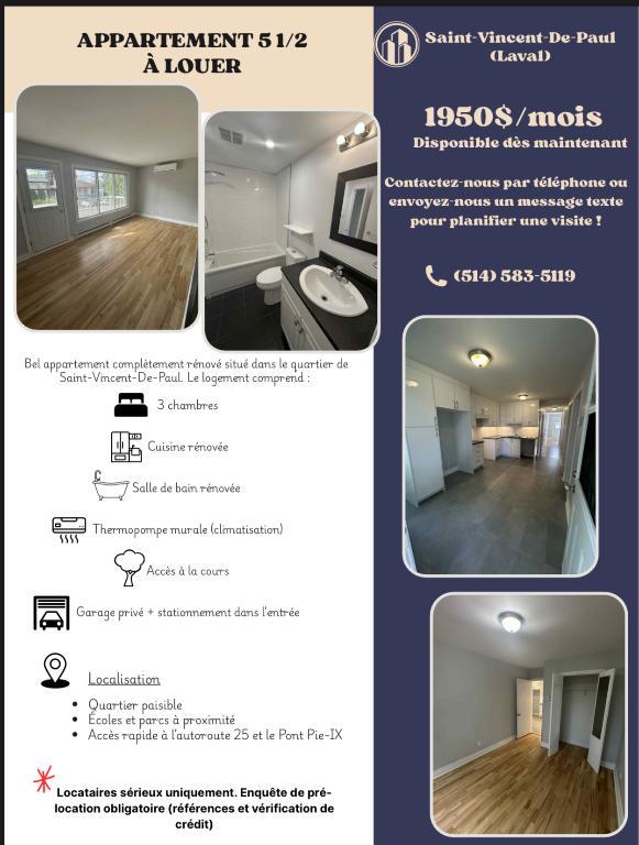 Appartement 5 1/2 à louer | 2939300