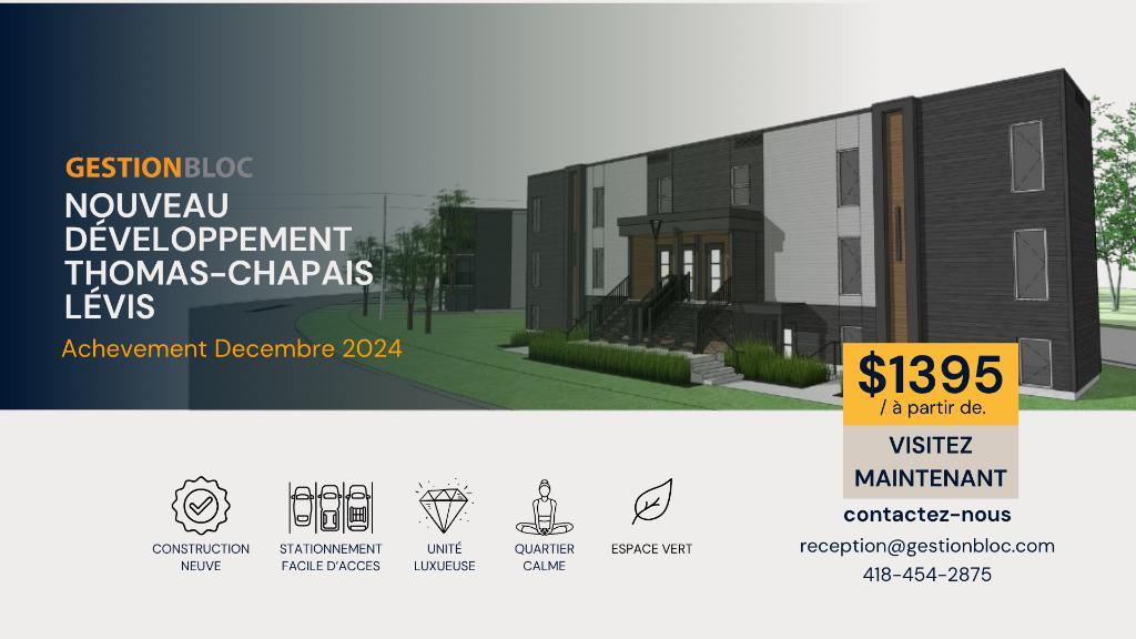 Magnifique condo 4 ½ neuf – Sous-sol Lévis Centre-Ville | 2960552
