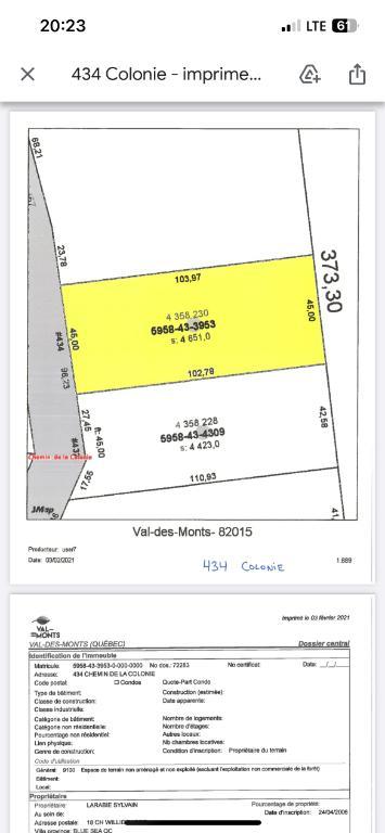 1 acre et + EDELWEISS et ST-PIERRE WAKEFIELD | 2970415