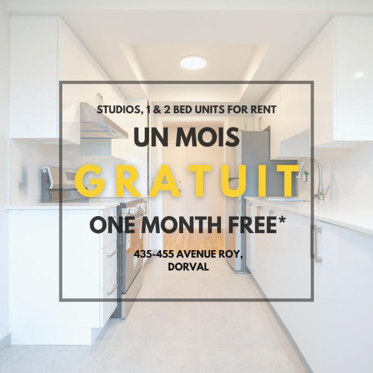 🟢UN MOIS GRATUIT*🟢 🏡 1 chambre lumineuse |1 400 $/mois | 3017333