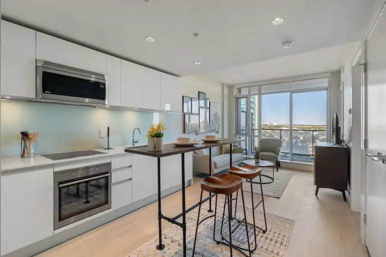 Beautiful Bright Naturally Lit Furnished One Bedroom with Heated Parking | 1103 - 1188 3 Street Southeast, Calgary | 3049061