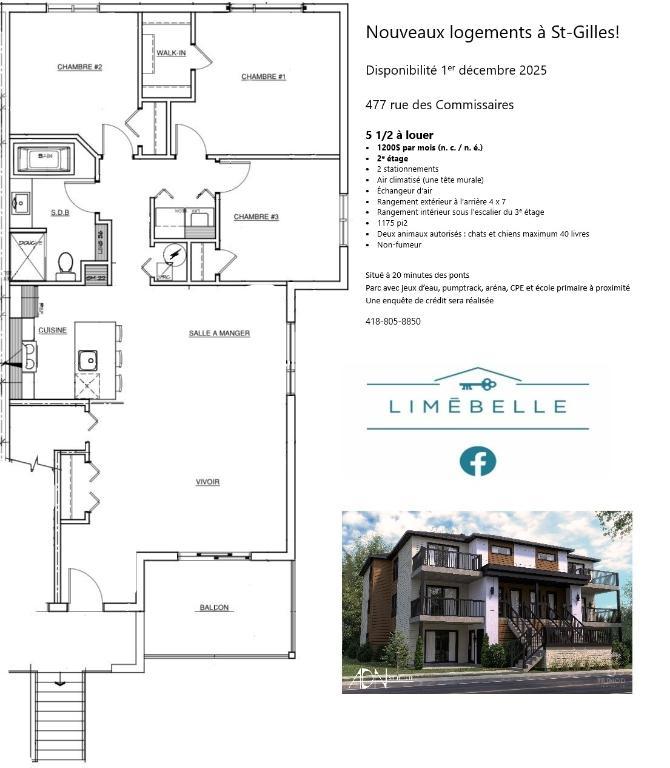 4 1/2 et 5 1/2 Neufs à louer à St-Gilles | 3053911