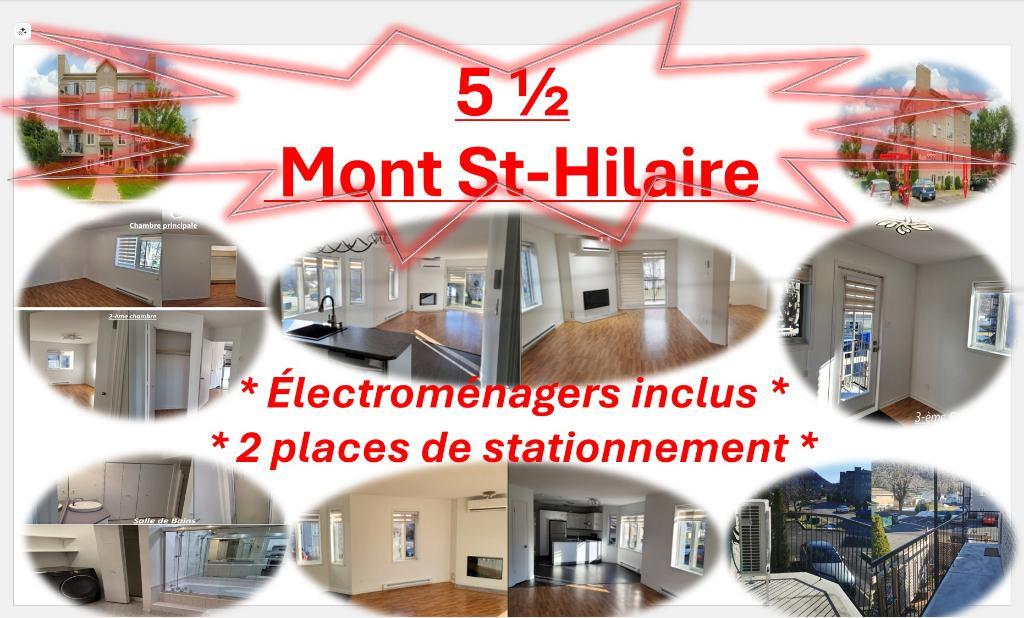 5 ½, à Mont St-Hilaire, électroménagers inclus! 2 places de stationnement dédié | 3094135
