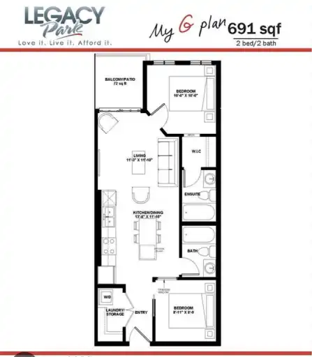 2 bed and 2 bath with underground parking apartment, Main Floor  Legacy SE | 3102 - 215 Legacy Boulevard SE, Calgary | 3151296
