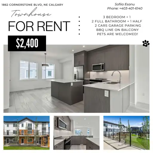Cozy 3+1 bedroom Townhouse in Cornerstone community, pets are welcomed! | 1862 Cornerstone Boulevard Northeast, Calgary | 3121860