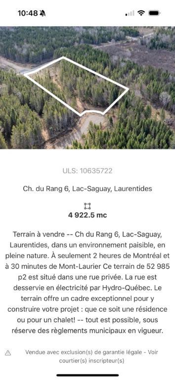Terrain à vendre au lac saguay | 3128451