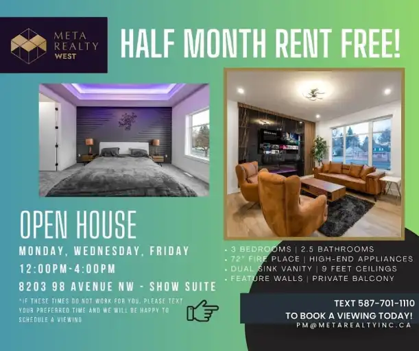 HALF MONTH FREE!  New 3-Bed, 2.5 Bath,Cozy Home Near U of A Campus | 9337 87 Avenue Northwest, Edmonton | 3147655