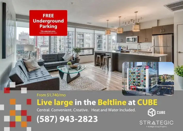CUBE #1 Calgary Rentals in Beltline. FREE Underground Heated Parking* | 1177 11 Ave SW, Calgary | 3160693