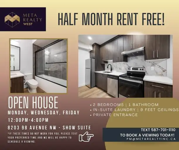 HALF MONTH FREE! New 2-Bed, 1 Bath, Basement Suite Near King Edward Park | 9232 85 Street, Edmonton | 3165206