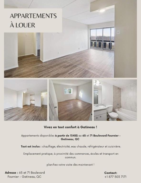 2 CH - 1 SDB - Gatineau - $1,645 /mo | 3181917