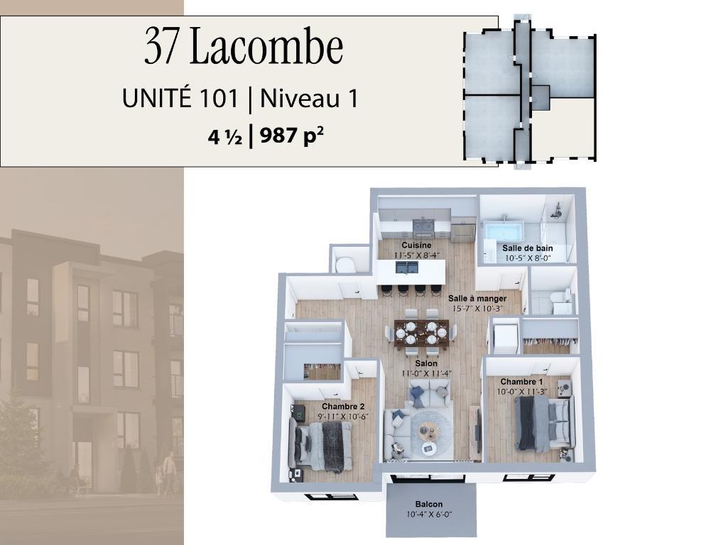 Nouveau projet ! 37-39 boul Lacombe, Repentigny - 4 ½ – 945 pi2 à 1072 pi2 À partir de 1825$/mois=1670$ (option avec coin bureau et/ou salle d’eau) | 3182857