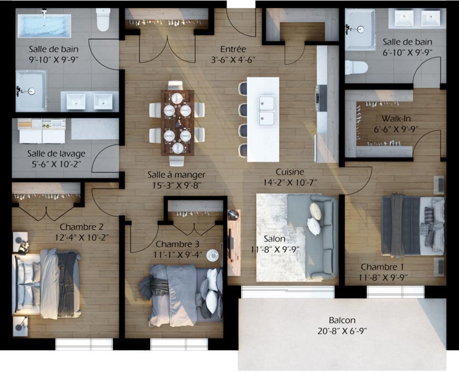 Grand 5 ½ lumineux, tout inclus | 3185027