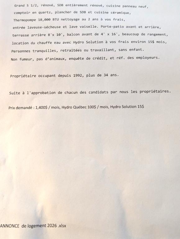 Logement dans un haut de duplex 5 1/2 à louer | 3188060