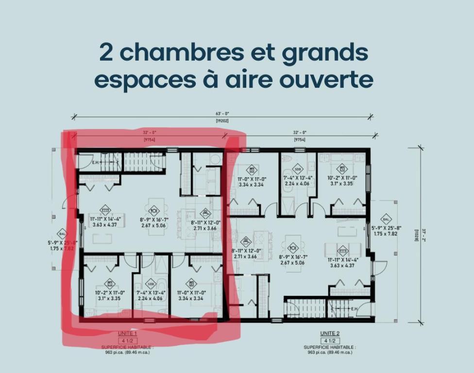 Grand Appartement Neuf, 2 chambres et 1 salle de bain | 3190875