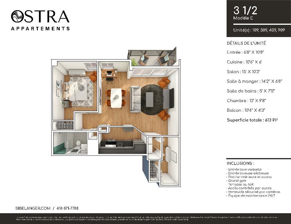 3 ½ meublé quartier Saint-Jean-Baptiste - Moderne - Entièrement équipé | 3193475