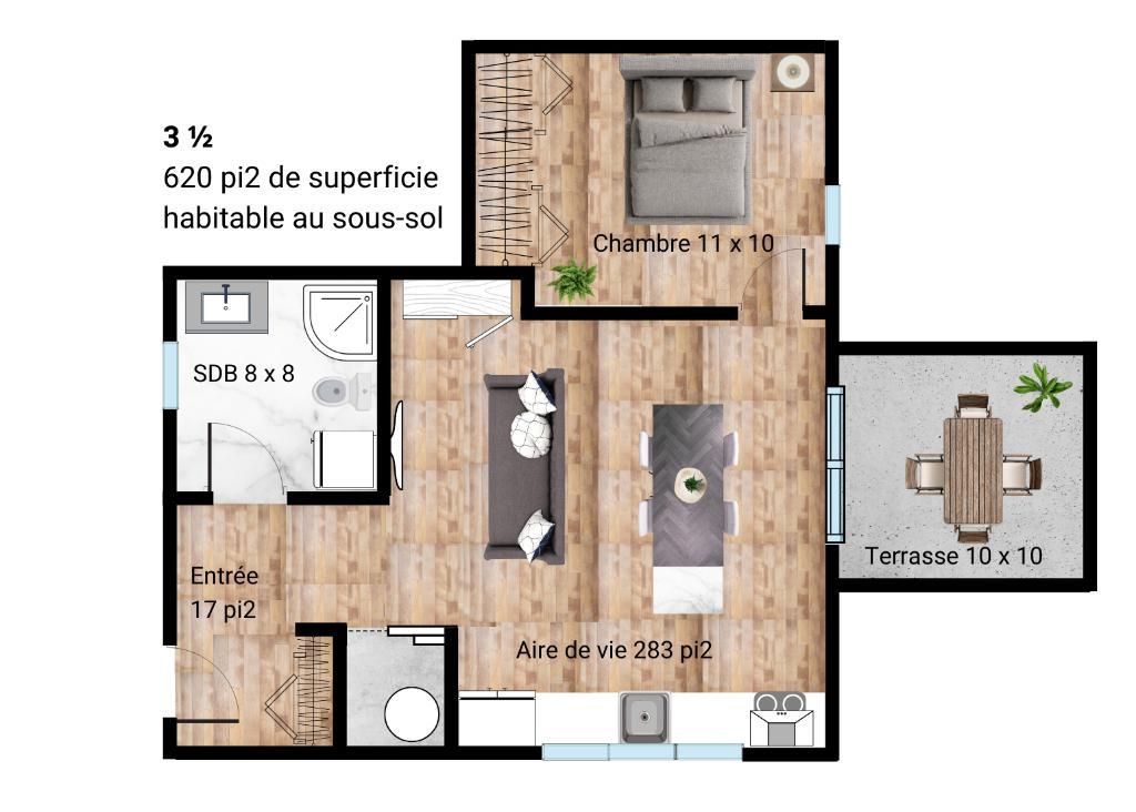 3 1/2 location long terme à Val-David | 3198204