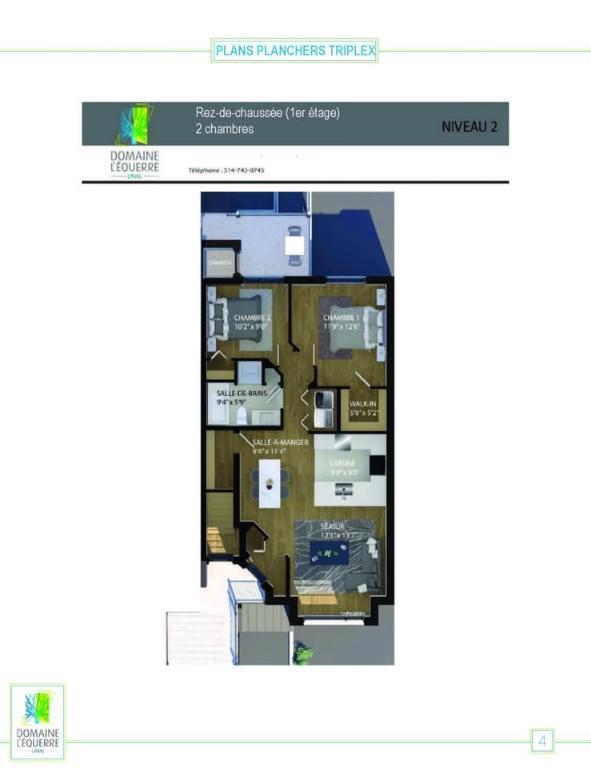 À louer – Magnifique condo 4 ½ – 1050 pi²- niveau terrasse | 3211459