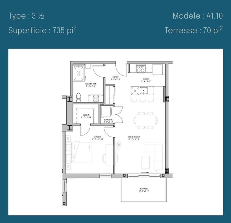 3 1\2 à céder pour le 1er juillet - dernier étage | 3215710