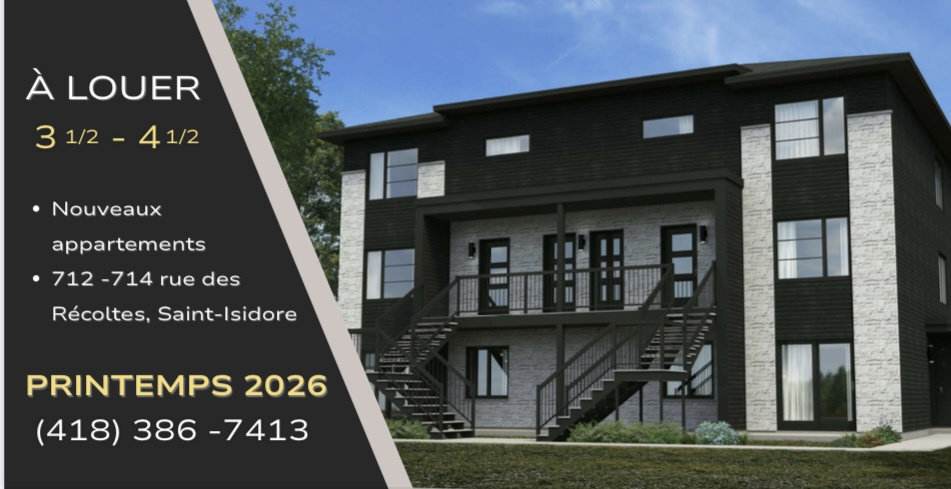 Logement Neuf 41/2 à Louer Saint-Isidore | 3217155