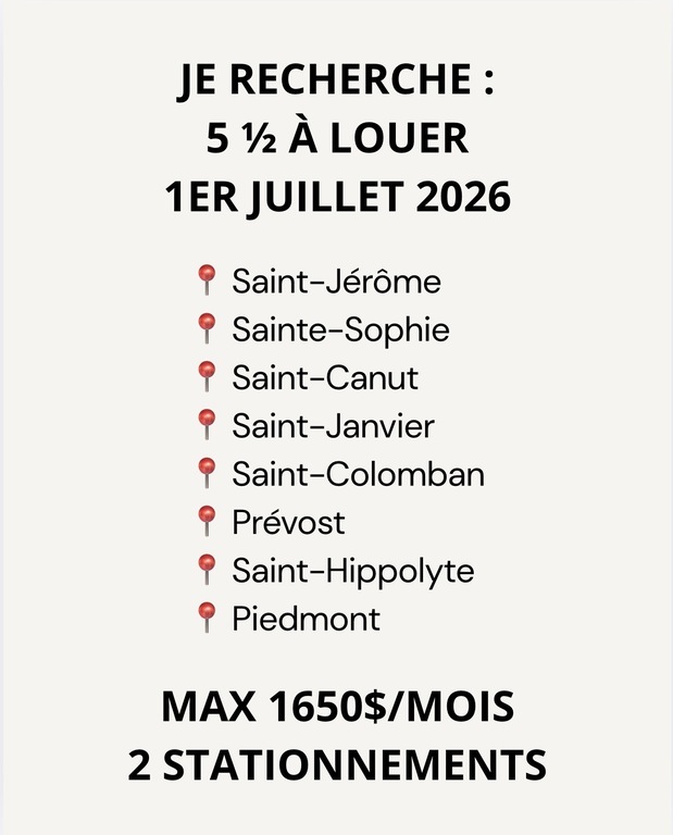JE RECHERCHE - 5 1/2 À LOUER 1ER JUILLET | 3226698