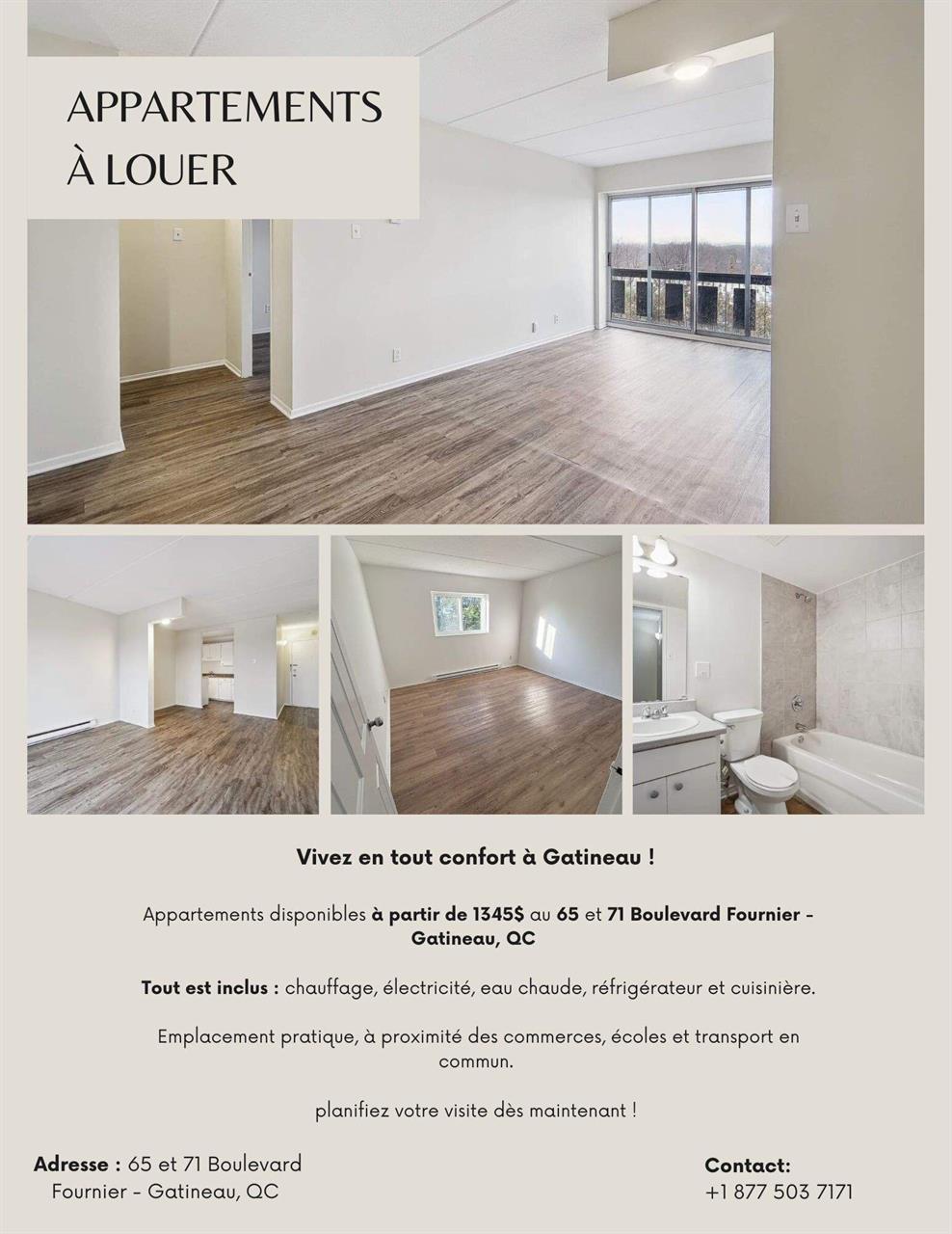 2 CH - 1 SDB - Gatineau - $1,695 /mo | 3226830