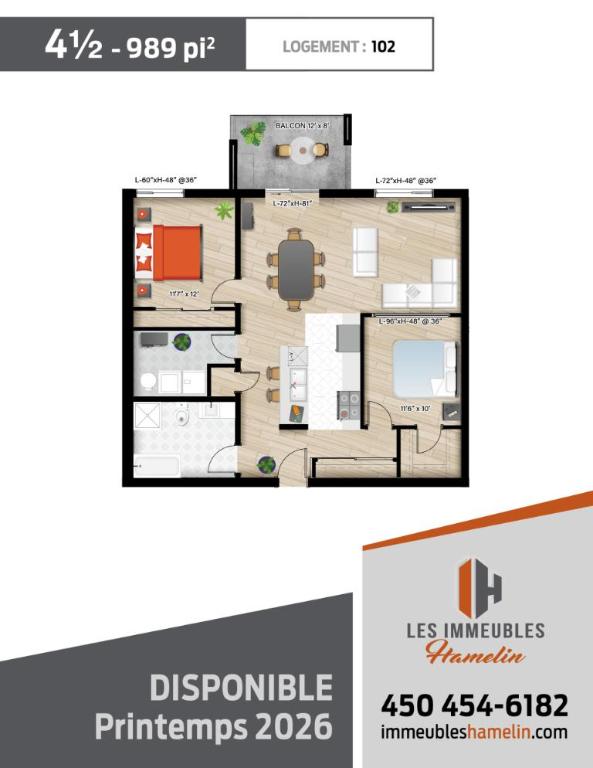 4 1/2 - Napierville - 1 535 $/mois | 3228311