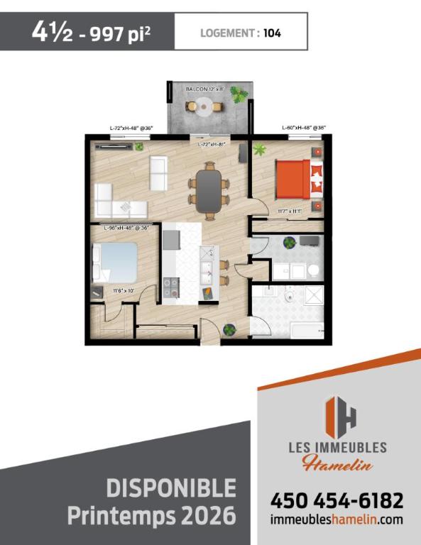 4 1/2 - Napierville - 1 535 $/mois | 3228311