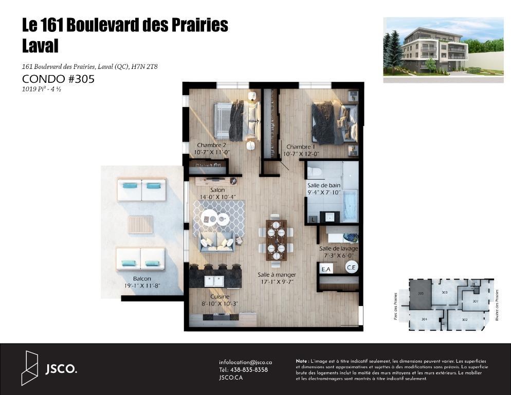 4½ à louer | Électroménagers (5) | Dernier étage | INTERNET | ASCENSEUR | GARAGE | Juillet | 3229095