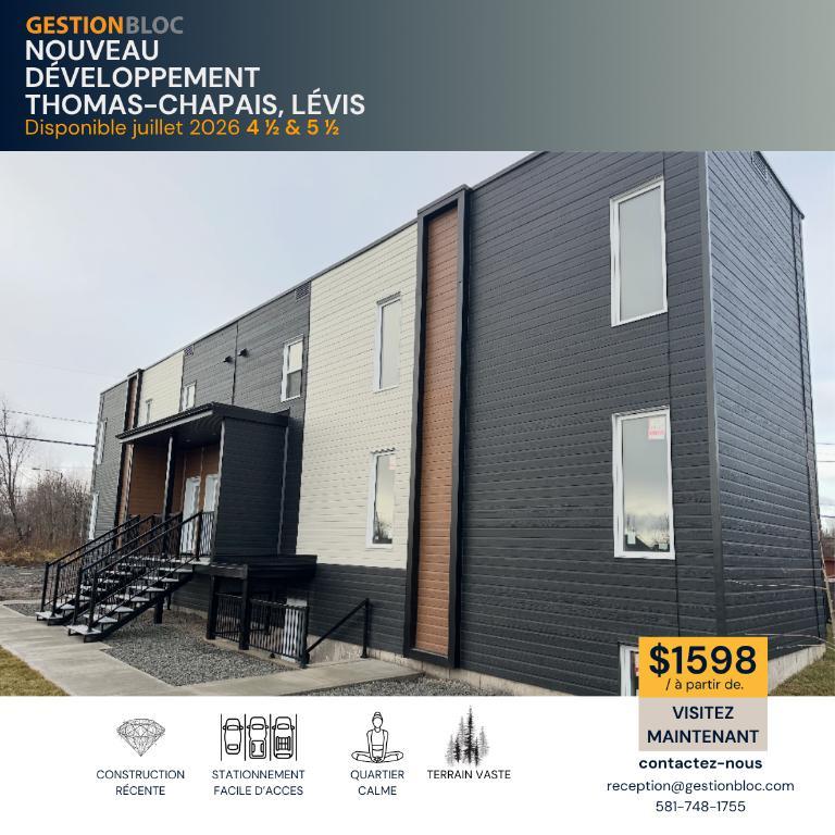 Magnifique condo 4 ½ neuf – rdc Lévis Centre-Ville | 3232589