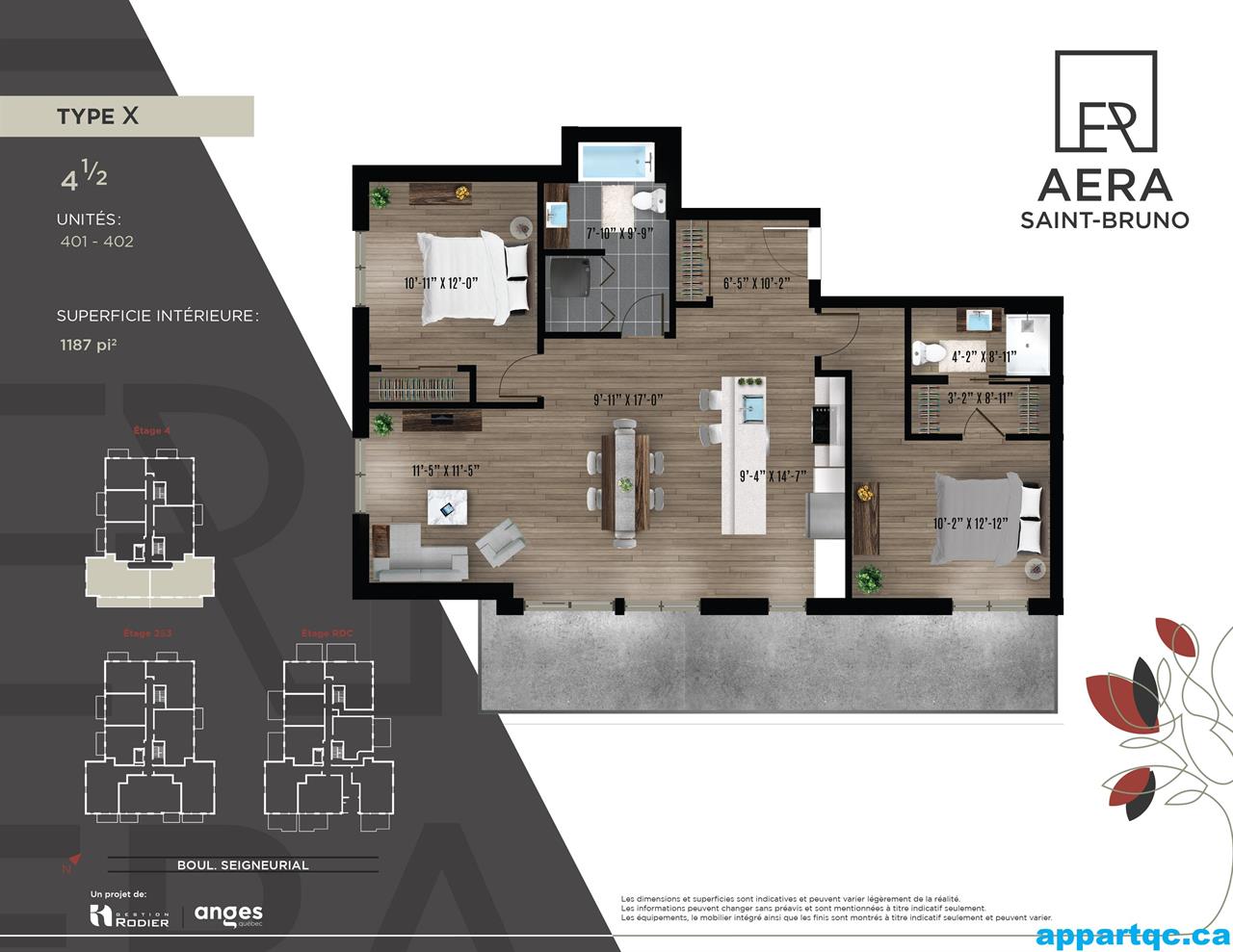 Saint-Bruno-de-Montarville – Aera Saint-Bruno / Condo 4 1/2 pour JUIL 2026 | 3233869