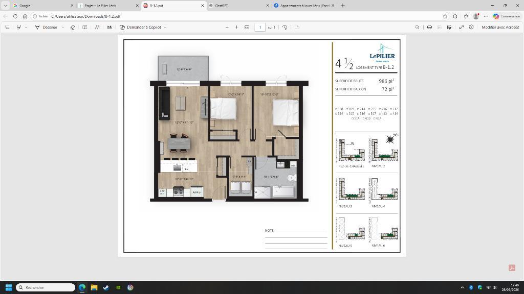 Reprise de Bail Lévis 4/2 au 1er Juillet | 3235210