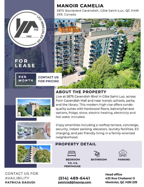 1 CH - 1 SDB - Côte Saint-Luc - $1,250 /mo | 3280152