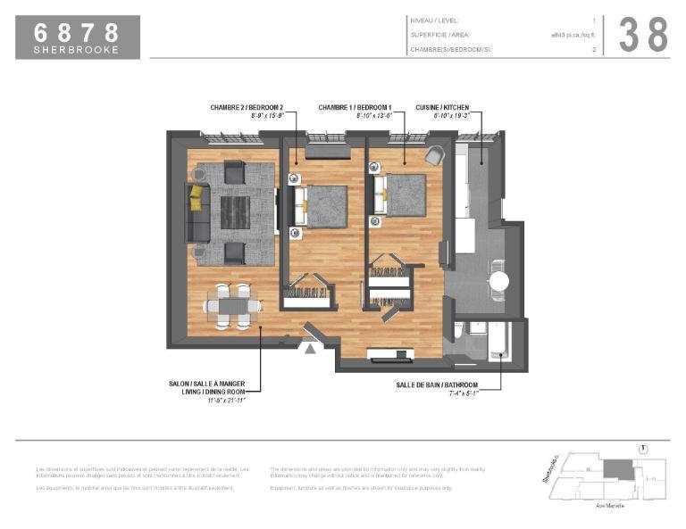 2 CH - 1 SDB - Montréal - $1,695 /mo | 3281839