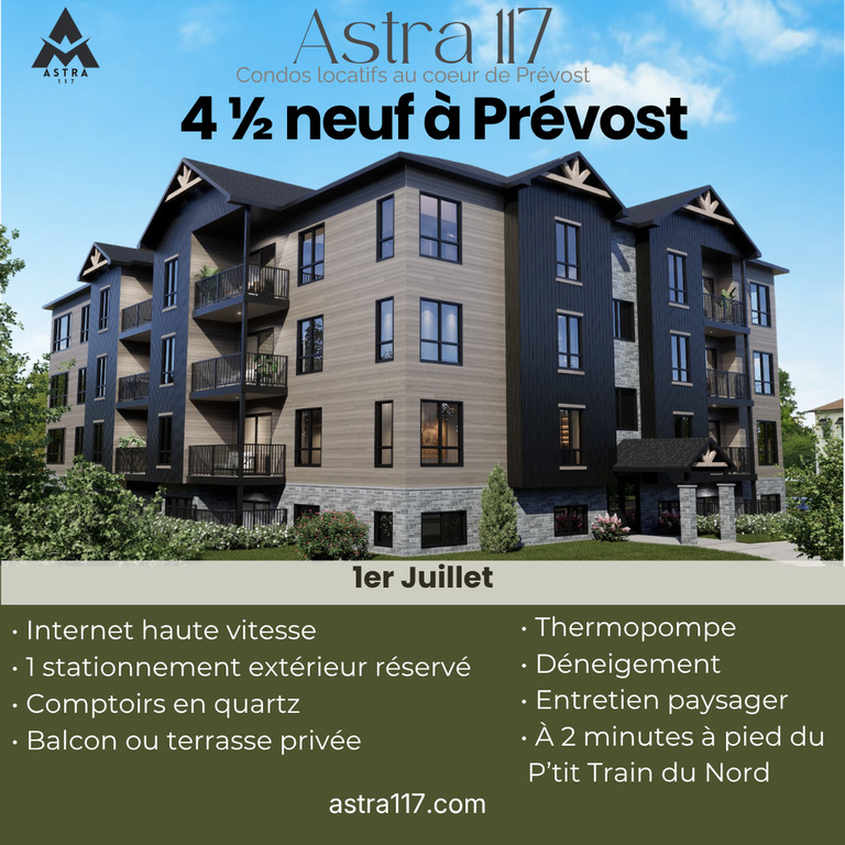 4 ½ Neuf à Louer à Prévost | 3267524