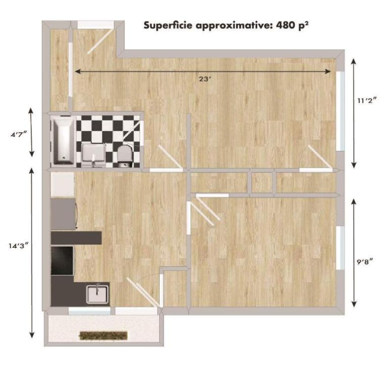 1 CH - 1 SDB - Montréal - $1,200 /mo | 3282878