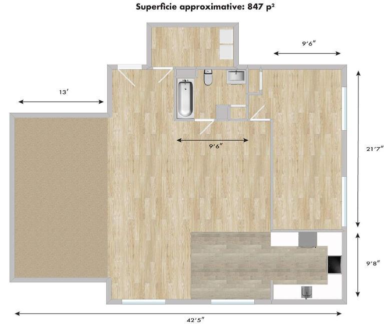 1 CH - 1 SDB - Montréal - $1,800 /mo | 3283603