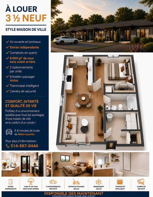3 ½ NEUF STYLE MAISON DE VILLE à MONT-LA | 3275589