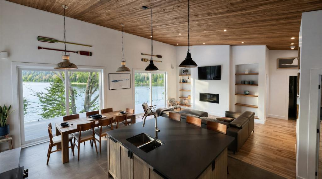 Chalet bord du lac à louer — Gore (Laurentides) — 4 ch, spa, ponton, 14 pers | 3279358