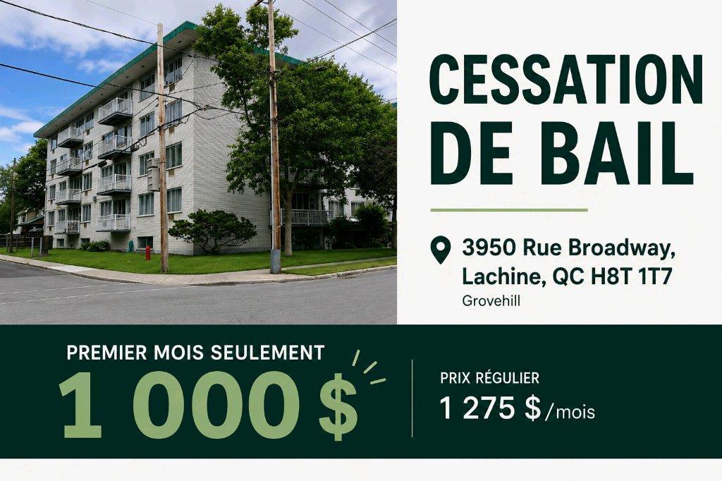 *Promo 1000$ Cession de bail 3½ in Lachine 1er juillet | 3280936