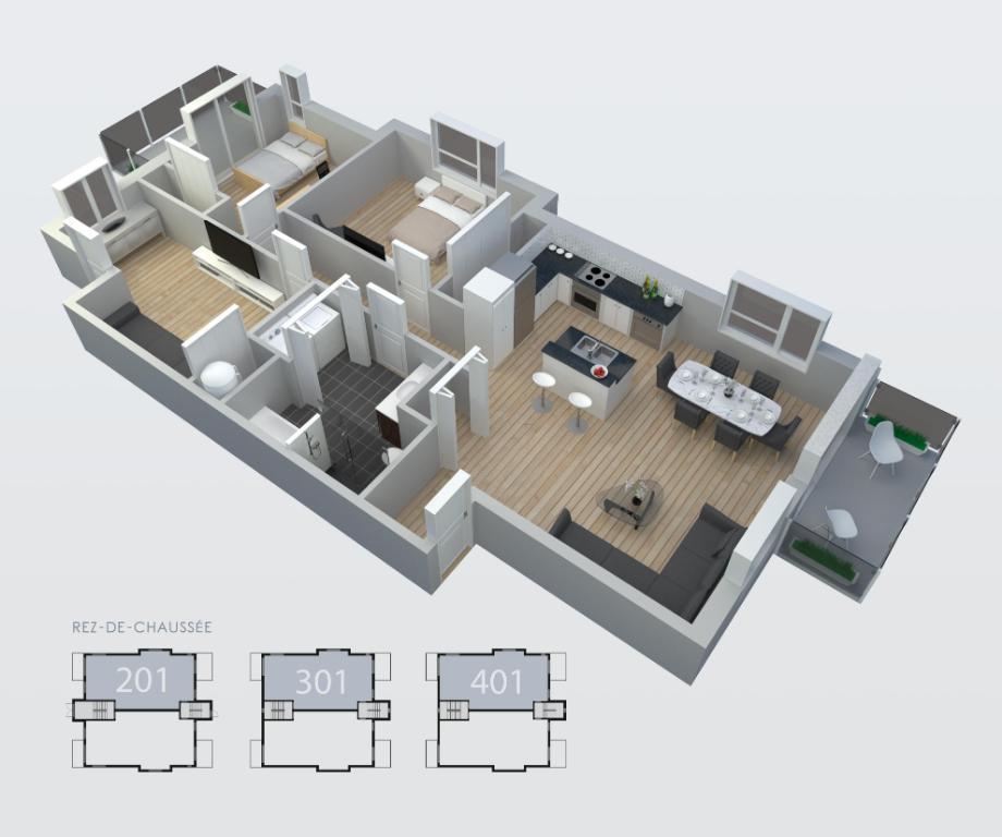5 ½ neuf, St-Constant, Plafond 9 pi, toit terrasse, 2 balcons, libre juillet | 3283380
