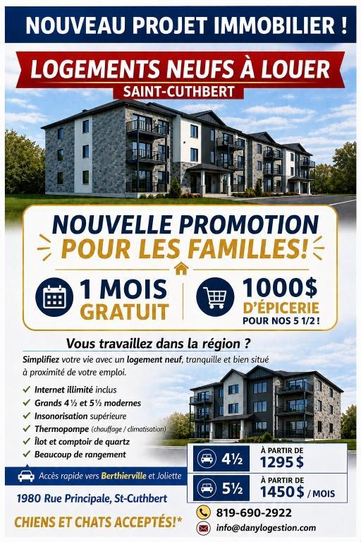 Grand 5 1/2 neuf à louer! | 3277864