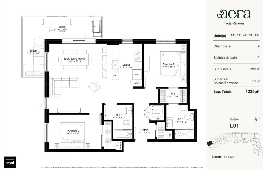 Aera Trois-Rivières | Grand 2 cac d'inspiration hôtelière à louer - Condo / appartement | 3278627