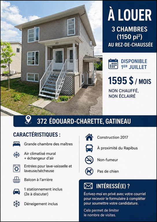 3 Chambres Disponible 1er Juillet | 3286615