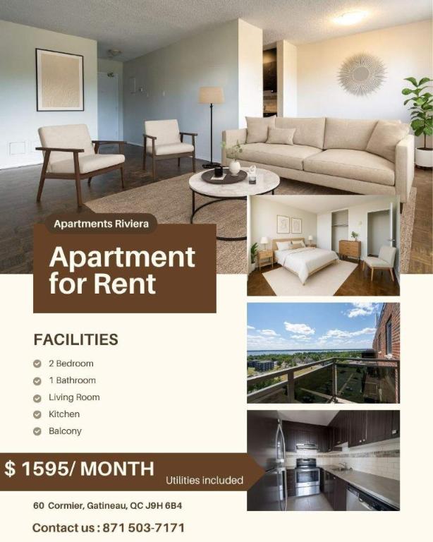 1 CH - 1 SDB - Gatineau - $1,349 /mo | 3290595